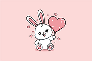 Bunny Holding a Valentine's Heart, an Animal Illustration by shazi (Thumbnail 1 of 3)