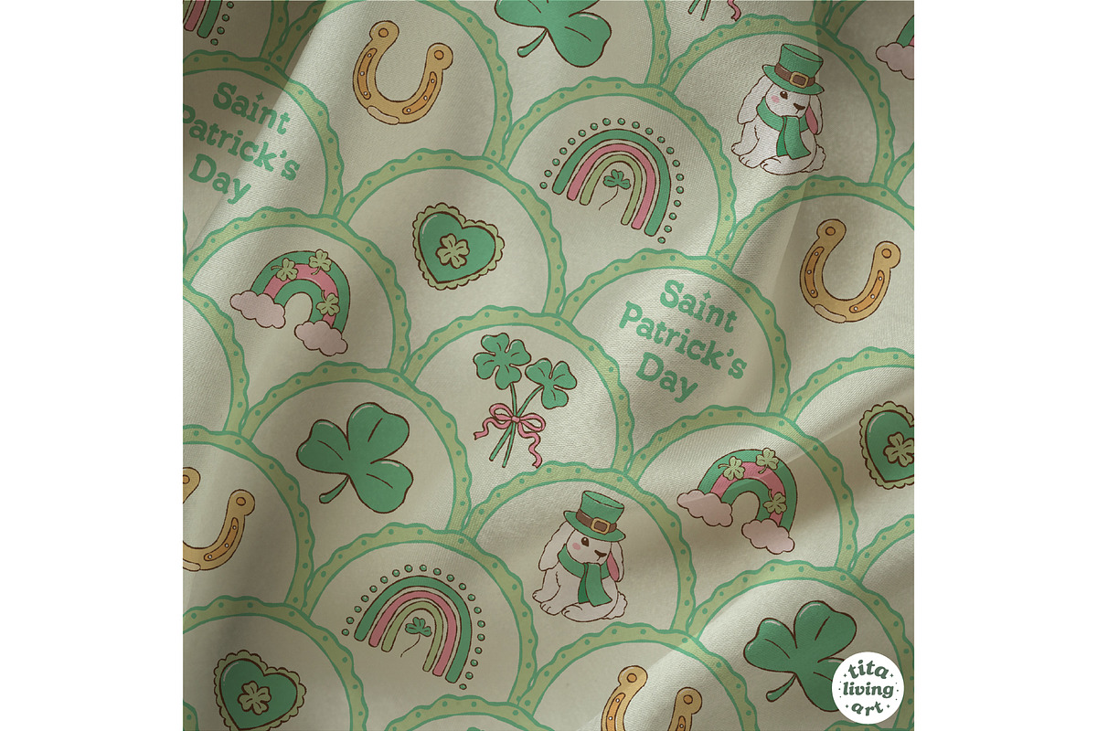 Lucky Scalloped Seamless Pattern, a Seasonal Illustration by TitaLivingArt (Photo 3 of 13)