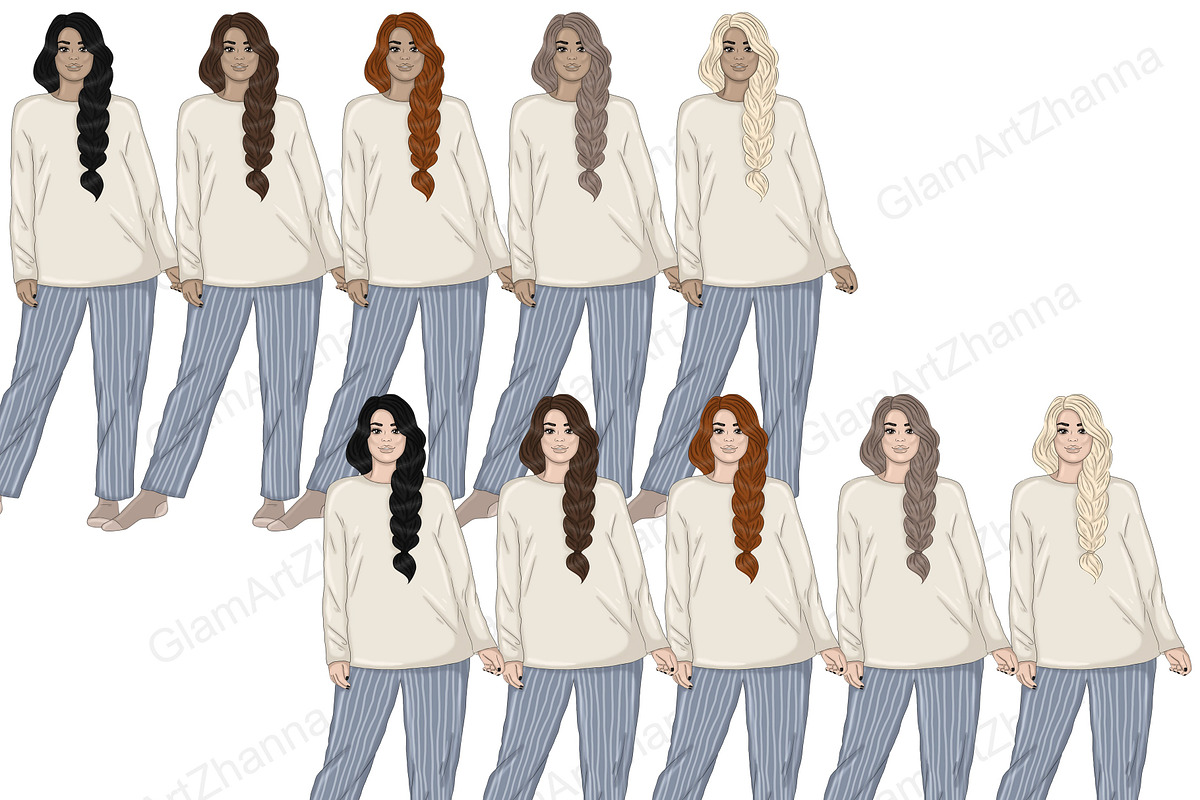 Cozy Season Girls Clipart, a Person Illustration by GlamArtZhanna (Photo 5 of 5)