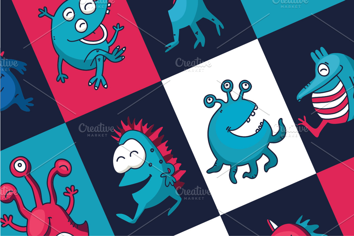Monster set, an Illustration by YuliaBiser (Photo 5 of 6)