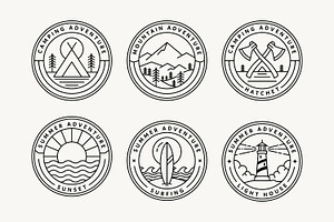 monoline nature adventure logo, a Branding & Logo Template by Saba Vector