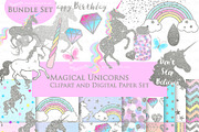 Magical Unicorns, Einhorn, Silver, an Illustration by Mia's Graphic Design (Thumbnail 1 of 10)