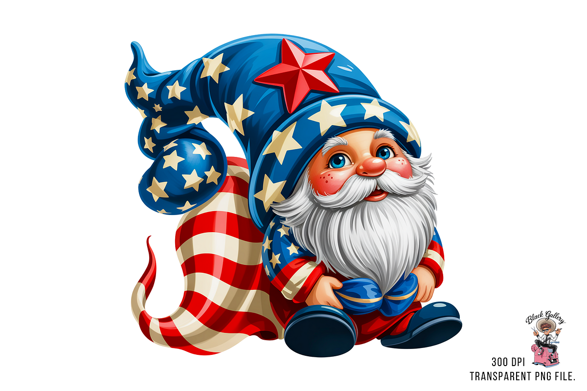 4th of July Gnome Clipart Png Bundle, an Illustration by Clipart Bloom (Photo 6 of 11)