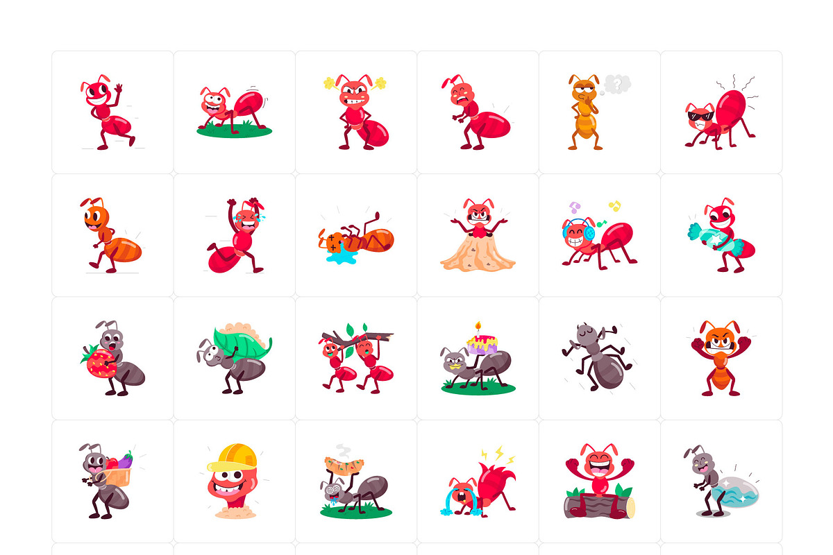 Ant Cartoon Stickers Pack, an Emoji Icon by Vectors Market (Photo 5 of 6)