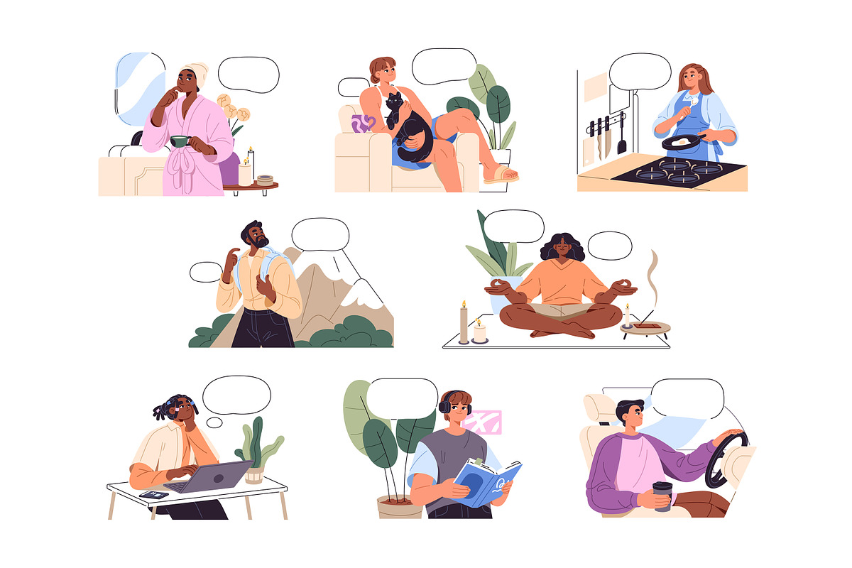 Thoughtful people think, dream set, a Person Illustration by PaperTrident (Photo 1 of 9)