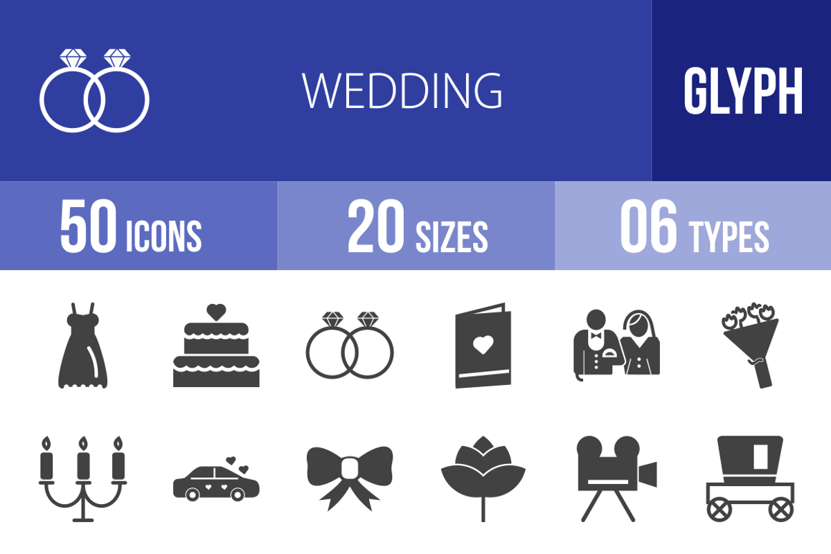 50 Wedding Glyph Icons
