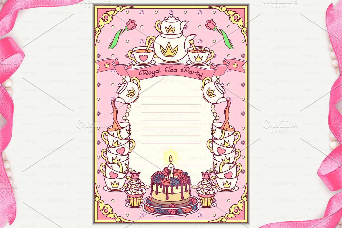 vector Royal Tea Party invitation, a Card Template by WINDmade