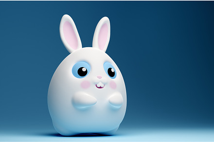 3d little kawaii white rabbit