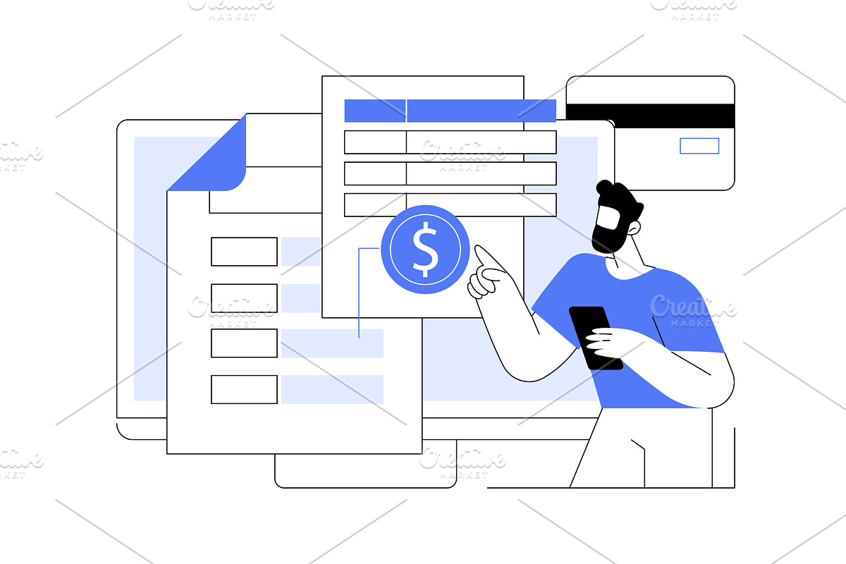 Expense Report Template abstract, a Finance Illustration by Visual Generation