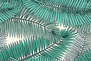 Seamless pattern with palm leaves
