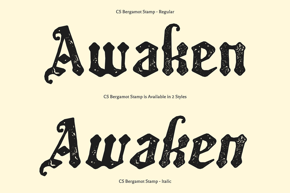 CS Bergamot Stamp, a Blackletter Font by Craft Supply Co. (Photo 3 of 8)