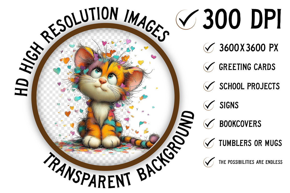 Whimsical Valentine Cats Clipart, an Illustration by Craft Nest (Photo 2 of 11)