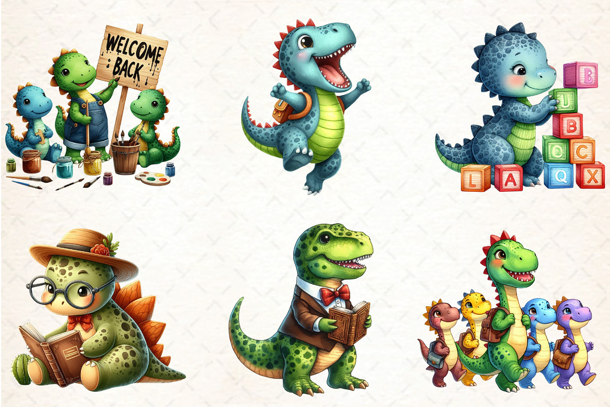 Dinosaur Back to School Sublimation, an Illustration by DreamCafeArt (Photo 4 of 5)