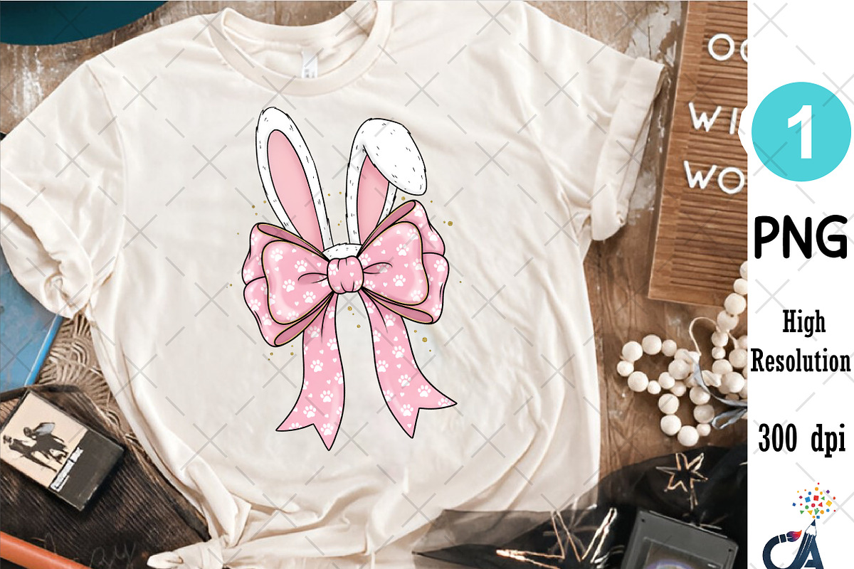Easter Bunny Ears Bow PNG, an Illustration by Creative Art (Photo 4 of 6)