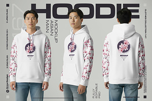 Oversized Hoodie Mockup on Asian Man