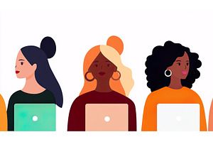 Diverse female coders, illustration, an Illustration by Lermont51