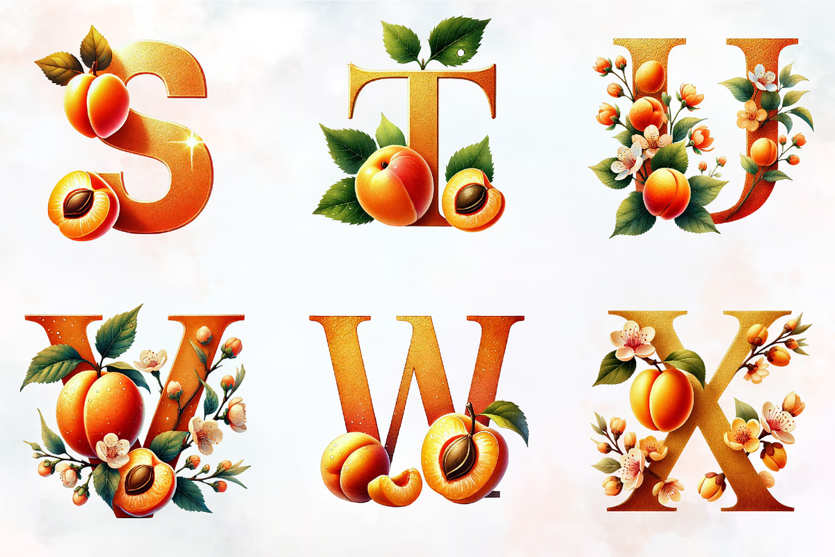 Spring apricot Alphabet clipart, an Illustration by RobertsArt (Photo 7 of 7)