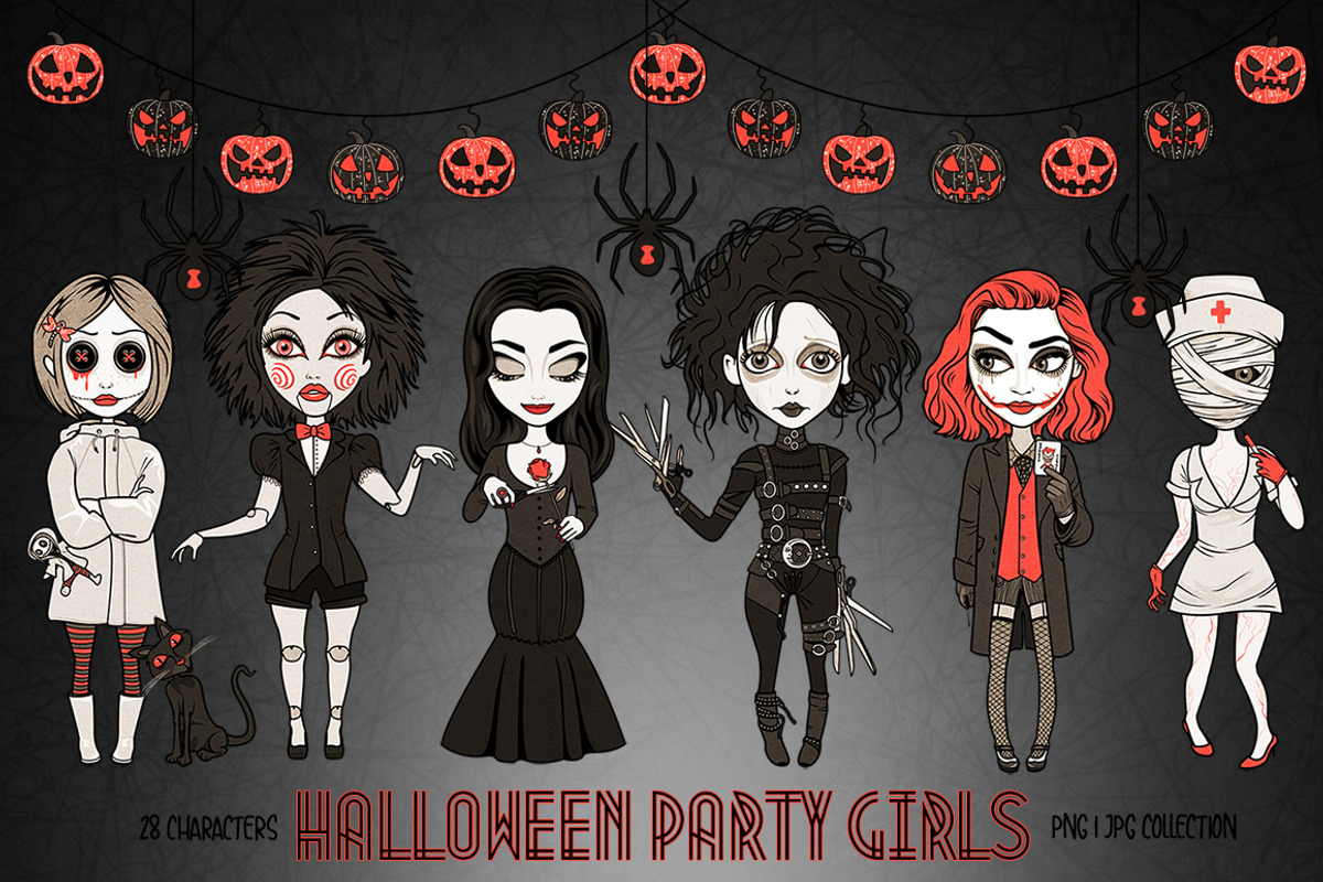 Halloween Costumes Party Girls Set, an Illustration by Dapper Dudell (Photo 1 of 3)