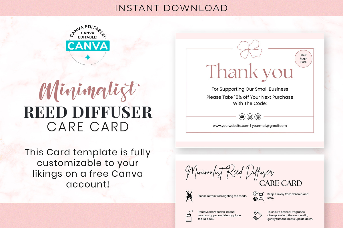 Minimalist Reed Diffuser Care Card, a Templates & Theme by Snapybiz (Photo 6 of 10)