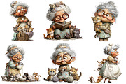 Whimsical Grandma with Kittens PNG, an Illustration by Craft Nest (Thumbnail 4 of 9)