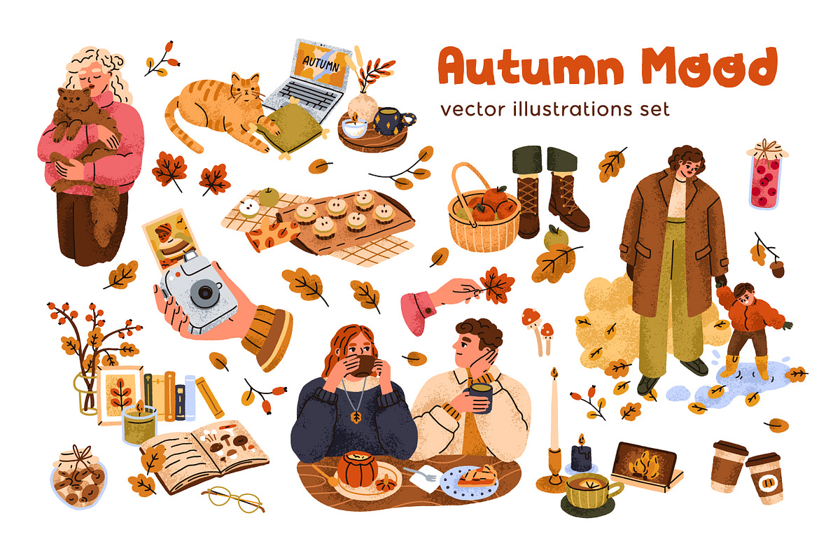 Cozy autumn mood. Hygge fall set, a Seasonal Illustration by Good Studio (Photo 1 of 6)