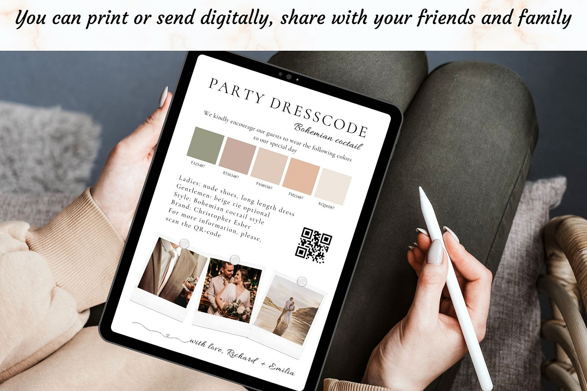 Guest dresscoode, mood board card, a Card Template by EvaTemplates (Photo 4 of 7)