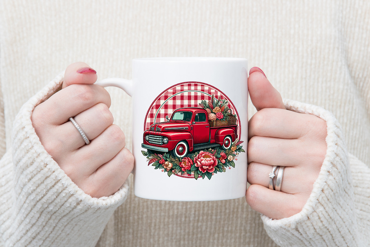 Red Christmas Truck Clipart, an Illustration by Designking (Photo 2 of 4)