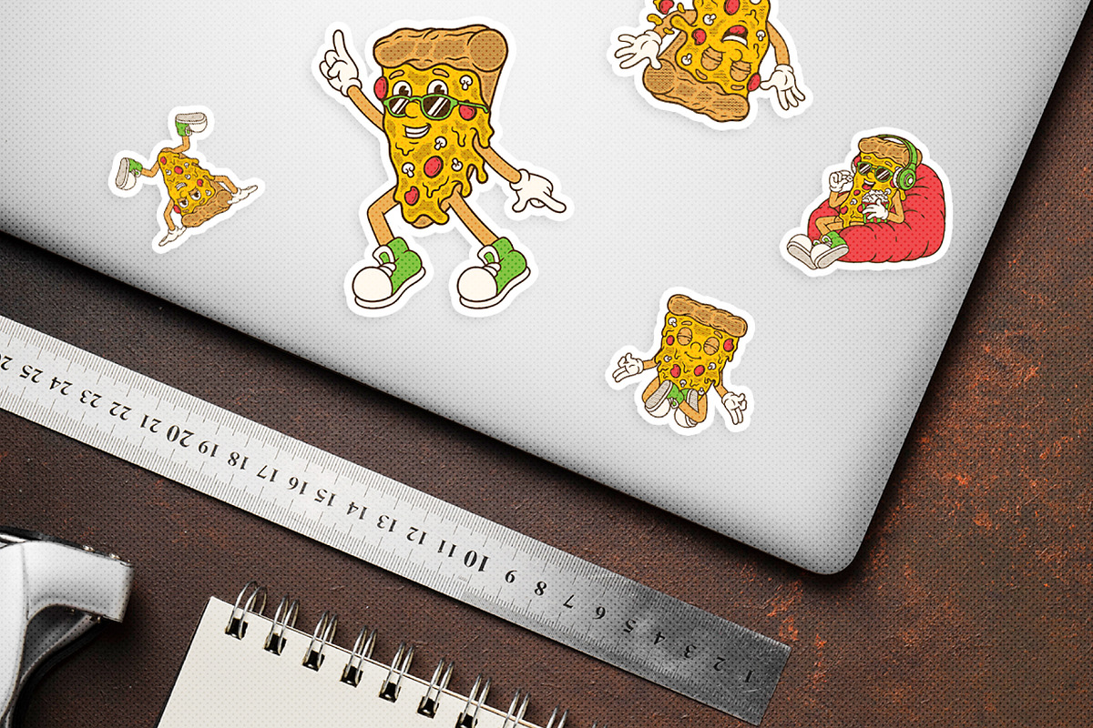 Groovy Pizza Retro Illustration, a Food Illustration by Decoconio Design (Photo 6 of 7)