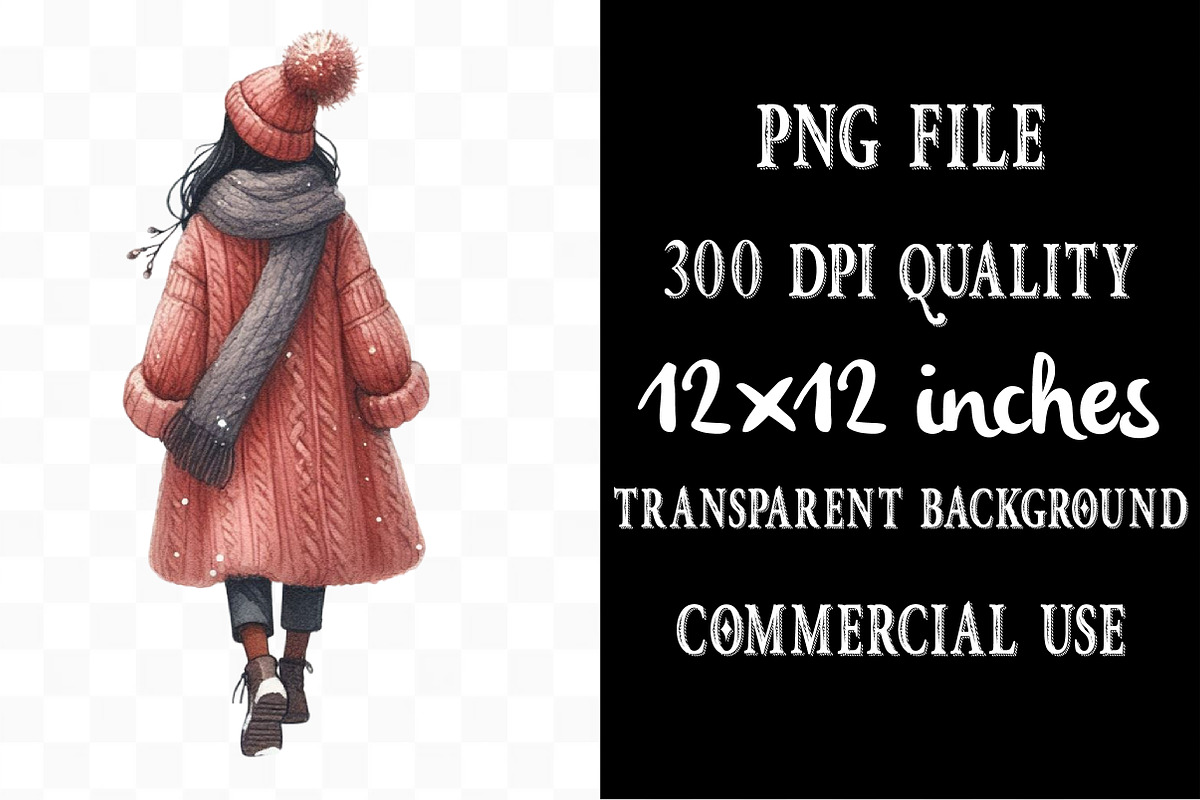 Black Girl Winter Evening Clipart, an Illustration by Designking (Photo 4 of 5)