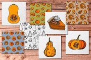 Vector ink pumpkin illustrations, a Background Graphic by lenavetka87 (Thumbnail 3 of 4)
