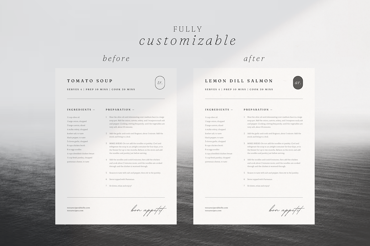 Minimal 1 Page Recipe Template Canva, a Flyer Template by frommakertomaker (Photo 5 of 7)