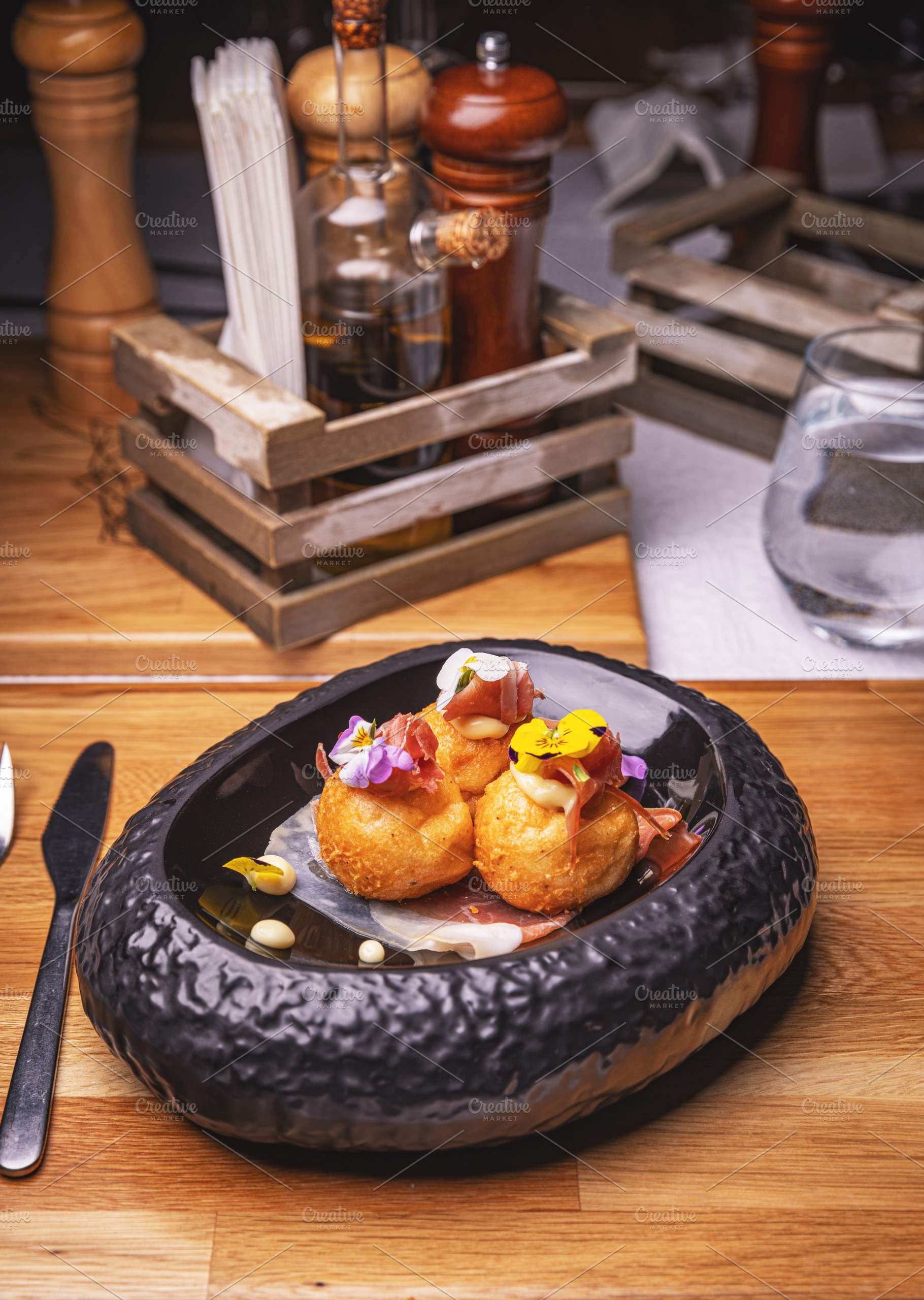 Delicious round potato croquettes, a Photo by Grafvision photography
