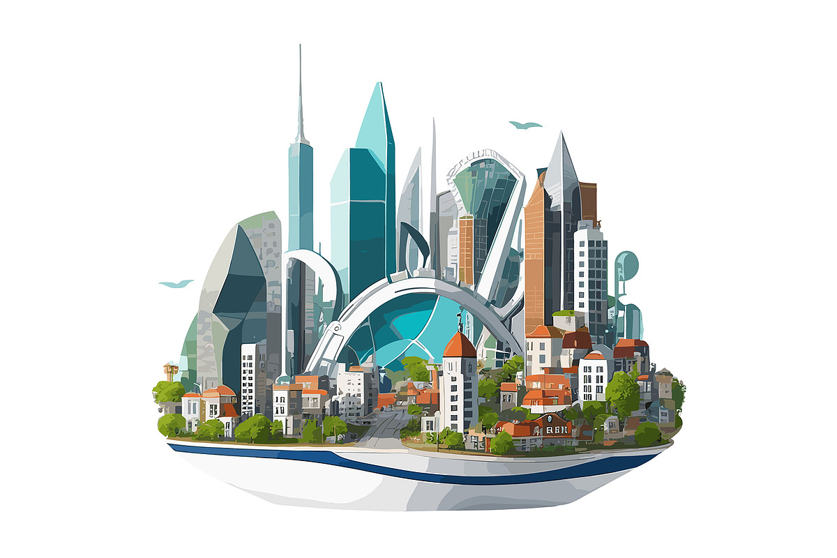 The green modern city skyline, an Illustration by Emdaduljs (Photo 3 of 8)