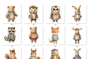 Winter Woodland Animals Clipart PNG