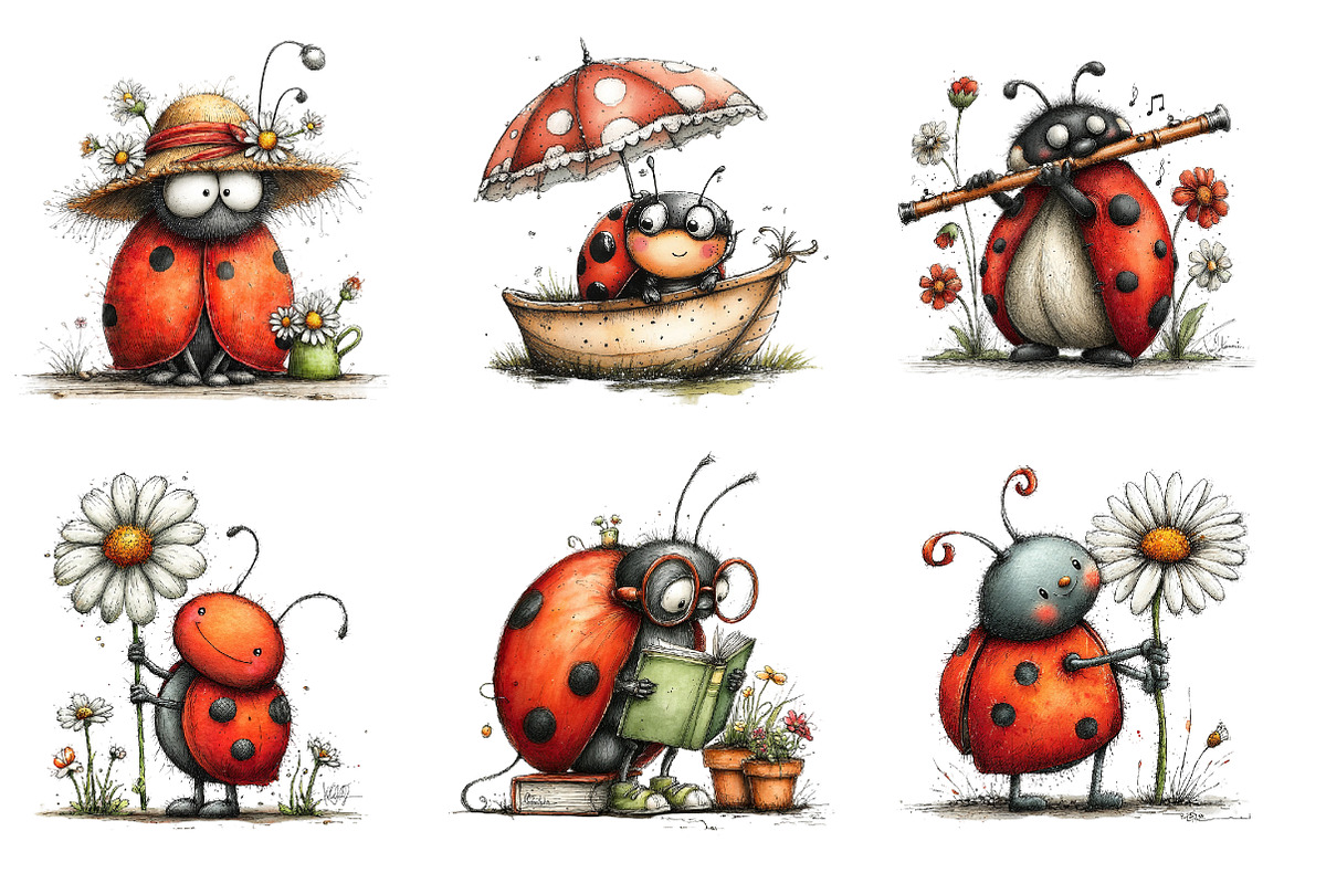 Whimsical Spring Ladybug Clipart, an Illustration by Dream Creation (Photo 5 of 5)