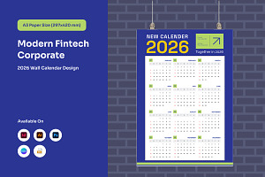 Fintech Annual Wall Planner 2026, a Stationery Template by twinstd