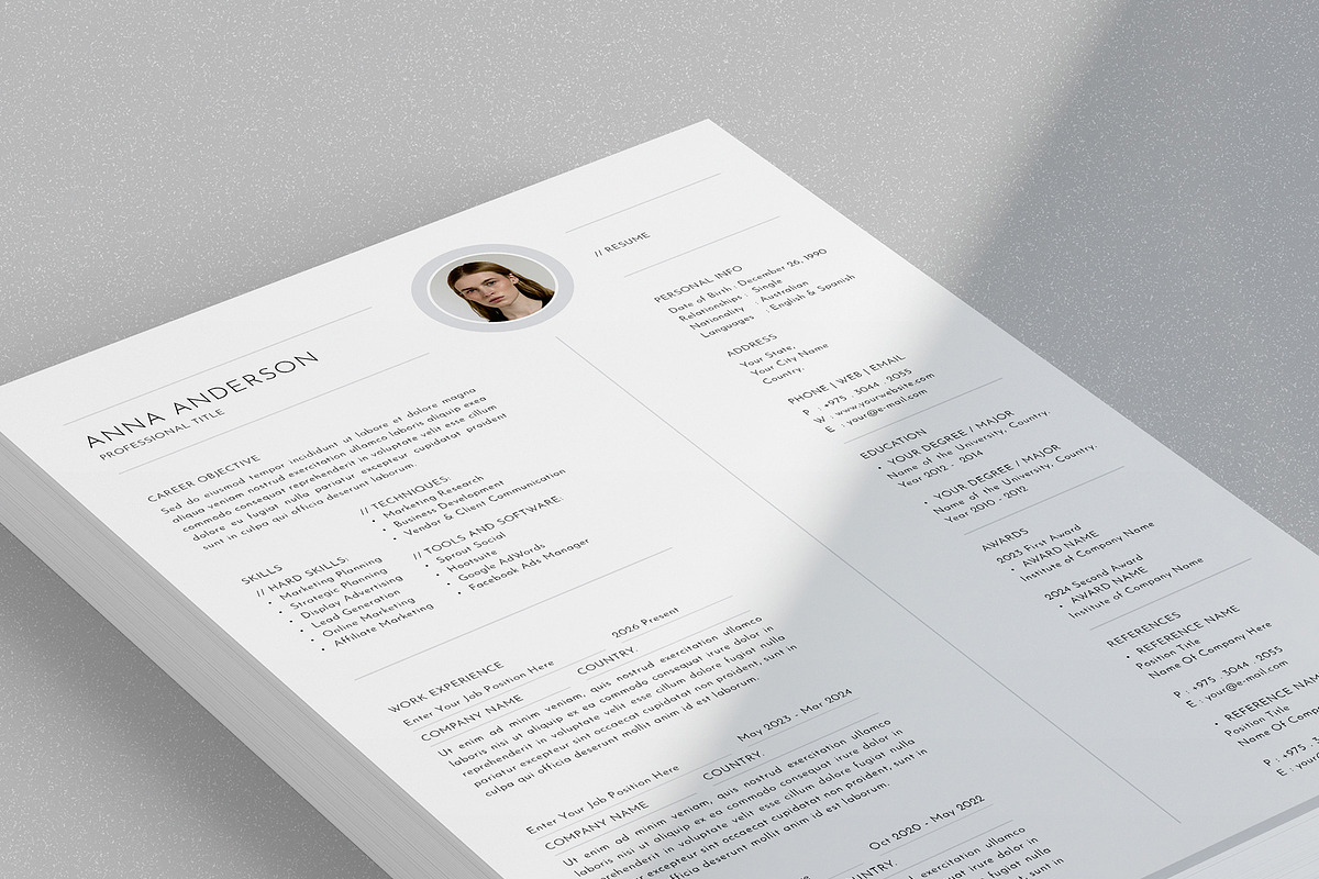 Resume Template, a Resume Template by Designsoul14 (Photo 3 of 6)