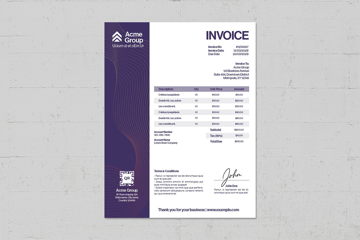 Invoice Template, a Stationery Template by BrandPacks (Photo 4 of 4)