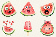 Cute Watermelon Clipart, an Illustration by OK Design (Thumbnail 5 of 5)