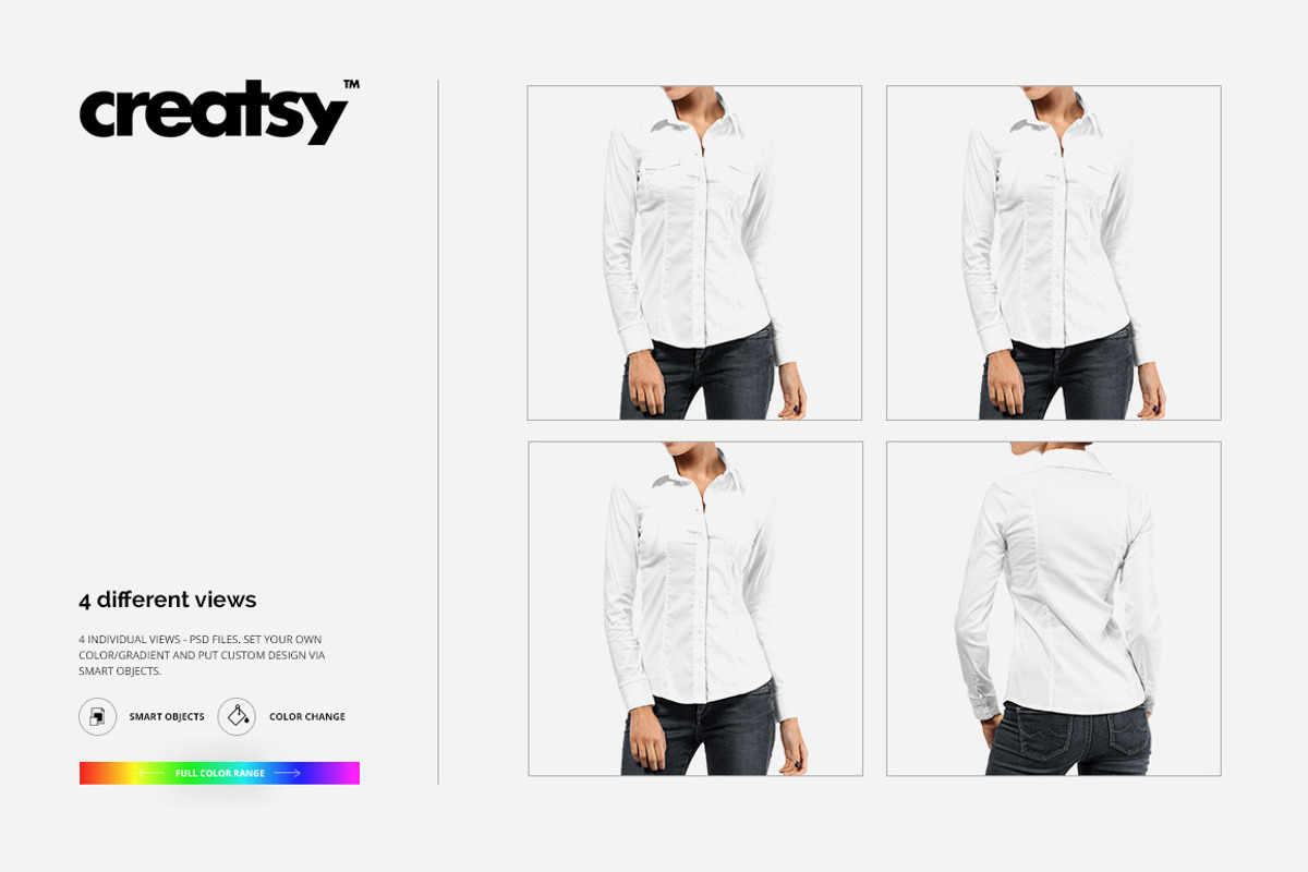 Women Dress Shirt Mockup Set, a Shirt Mockup by Creatsy (Photo 8 of 9)
