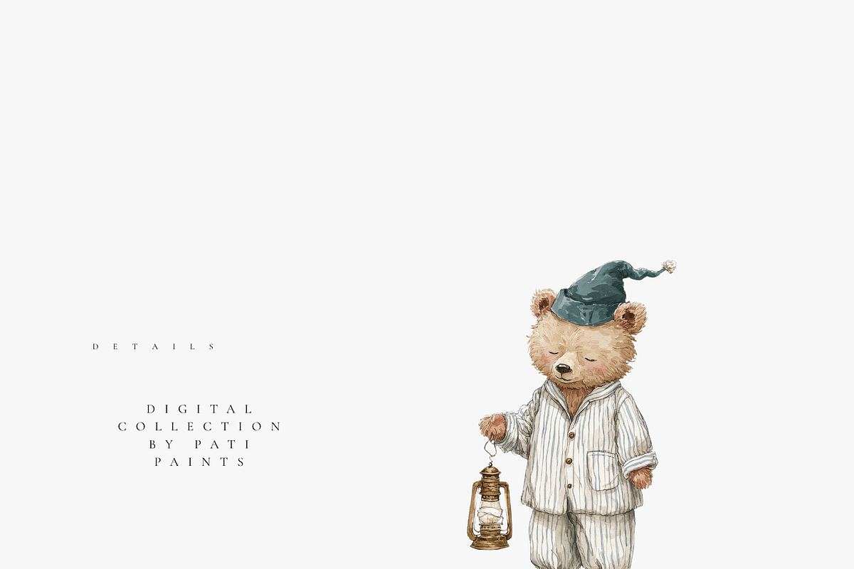 Vintage Teddy Bear Clipart Set, a Decorative Illustration by Pati Paints (Photo 4 of 11)
