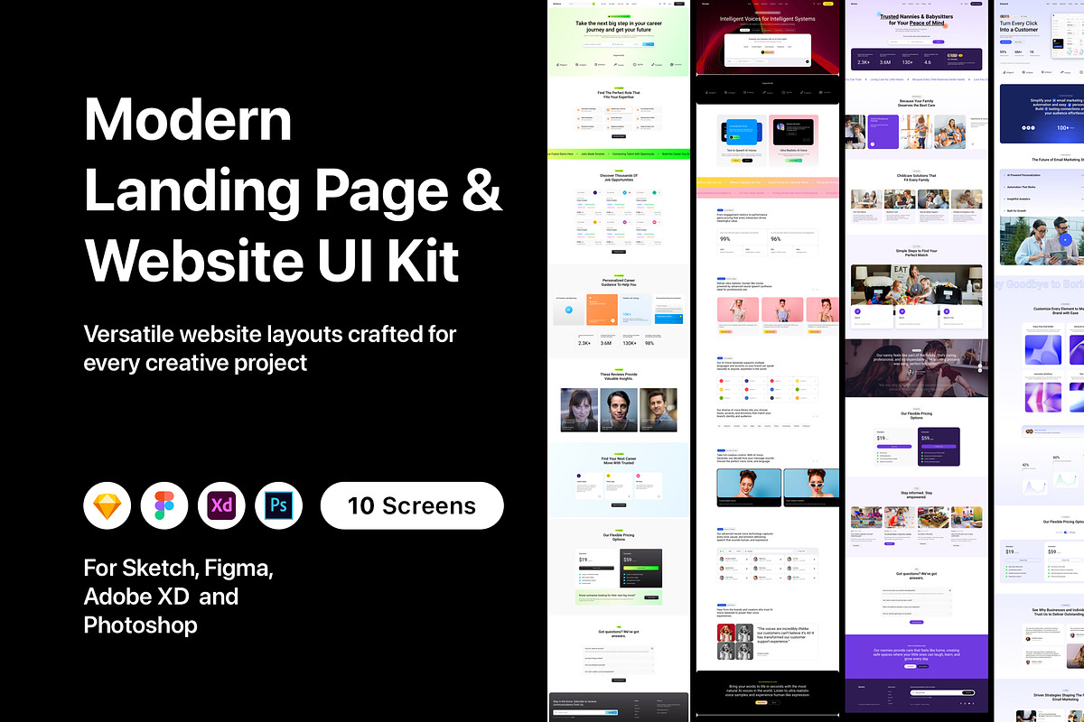 Modern Landing Page & Website UI Kit, an UI Kit Template by flr.24 (Photo 1 of 2)