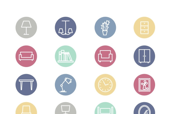 Home Furniture Line Icons