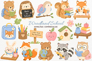 Forest School PNG Woodland Animals, an Animal Illustration by SugarCloudStudioArt