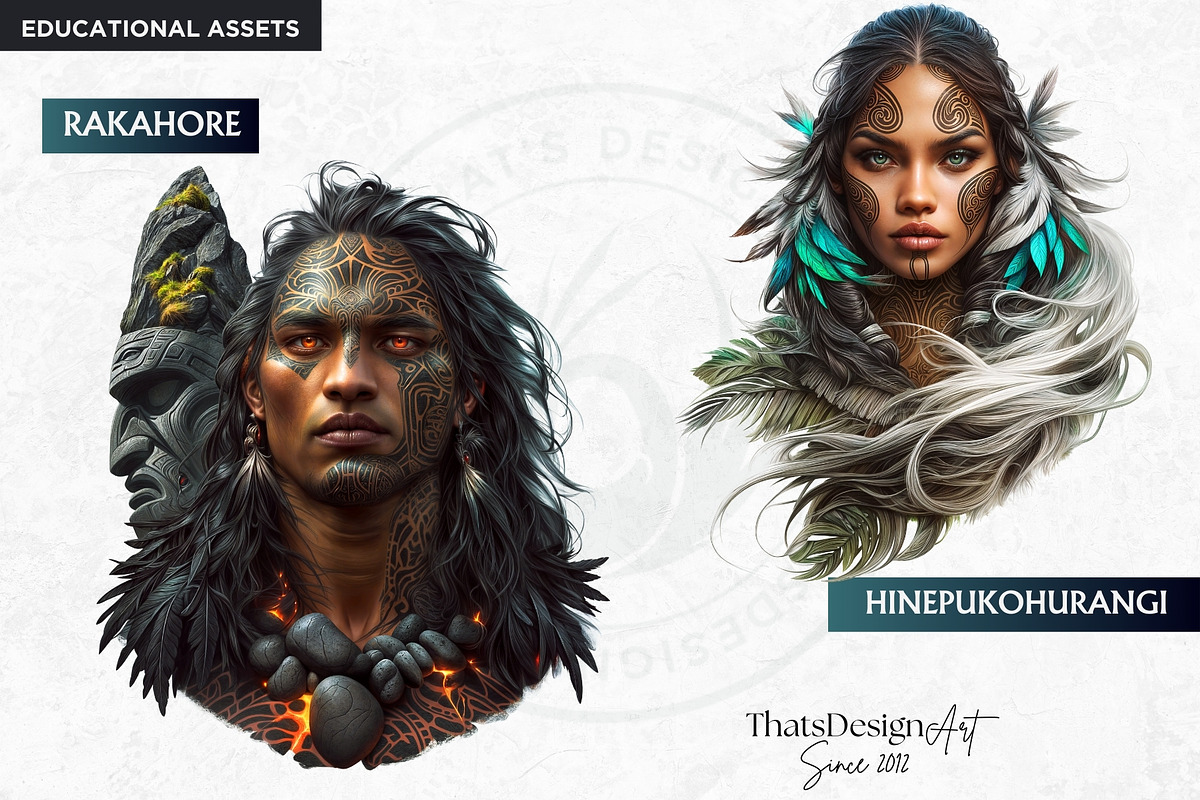 Maori Atua gods Clipart, Polynesian, a Person Illustration by ThatsDesignArt (Photo 6 of 10)