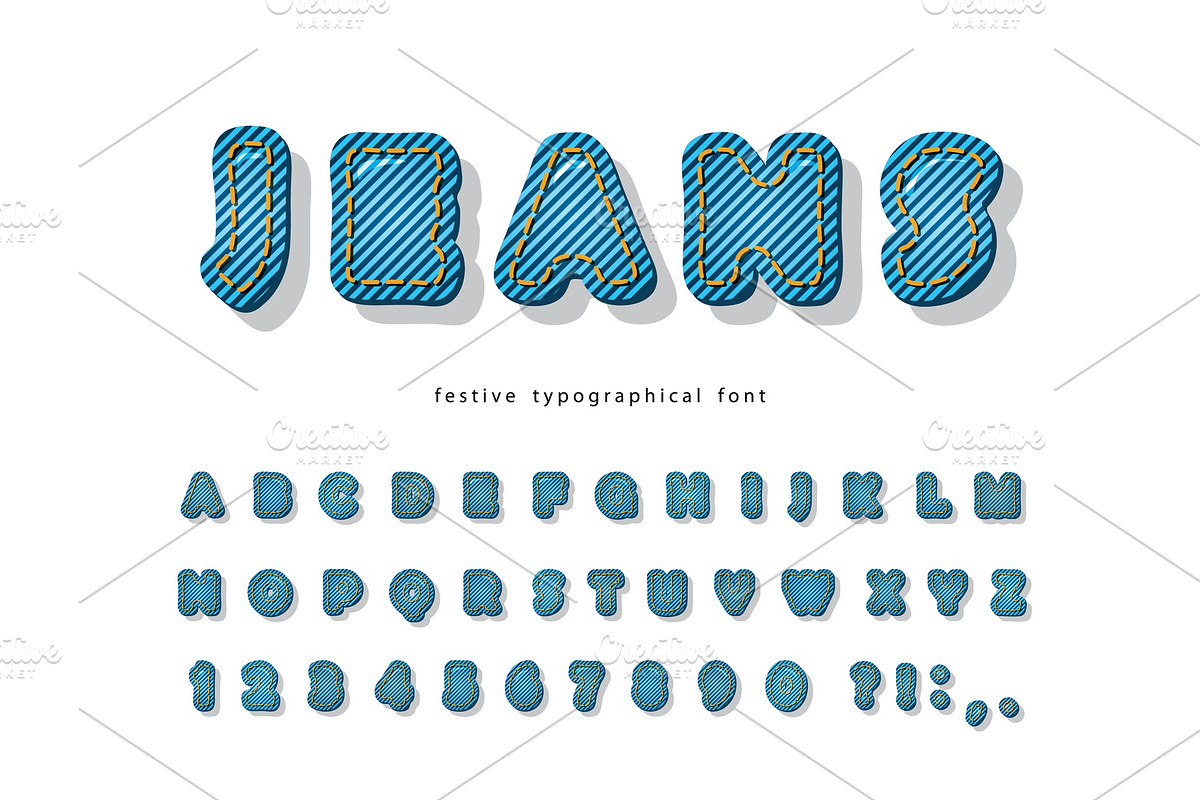 Denim alphabet. Jeans texture, a Decorative Illustration by cutelittlethings