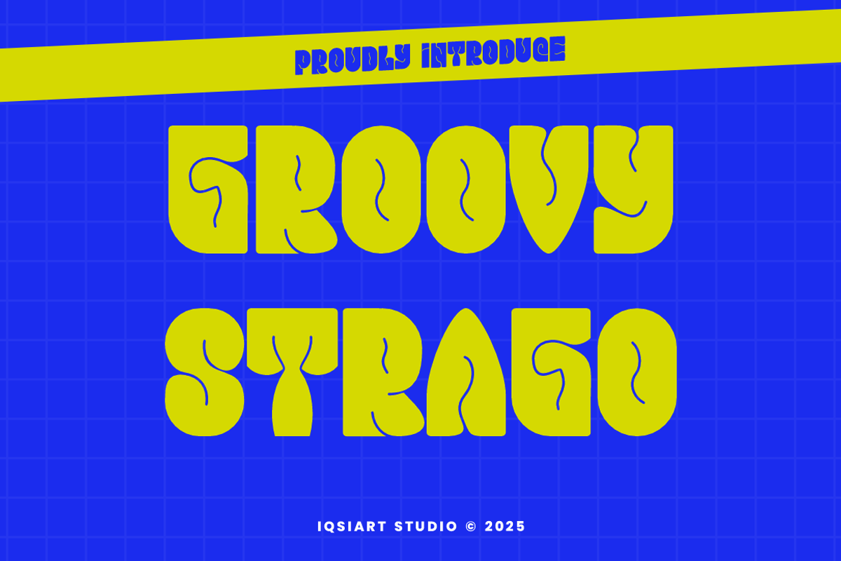 Groovy Strago - Typeface Font, a Sans Serif Font by Iqsiart Studio (Photo 1 of 6)