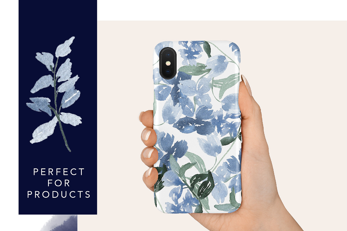 Soft Blue Watercolor Floral Set, an Illustration by One and Only Paper (Photo 4 of 7)