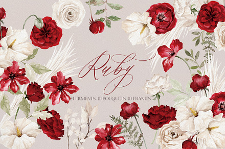 Watercolor Flowers - RUBY, an Illustration by Beigetime