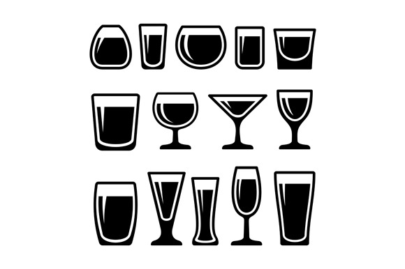 Set Of Drink Glasses Icons